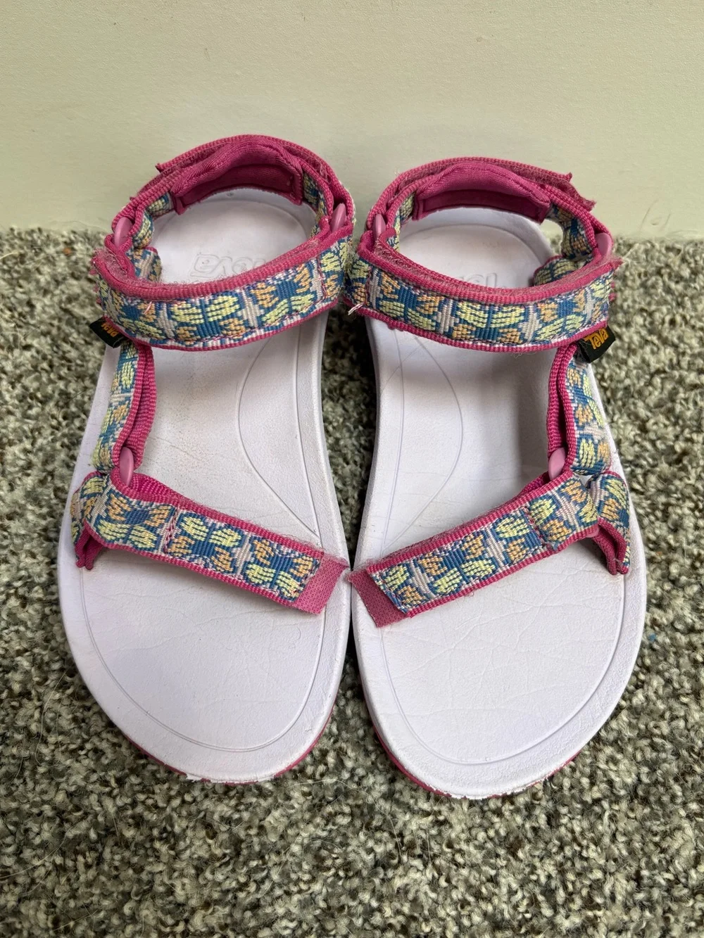 Teva Kids Pink Patterned Velcro Strap Sandals Ultra Comfy Size 13c